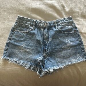 PacSun high rise denim festival Jean shorts with white butterflies